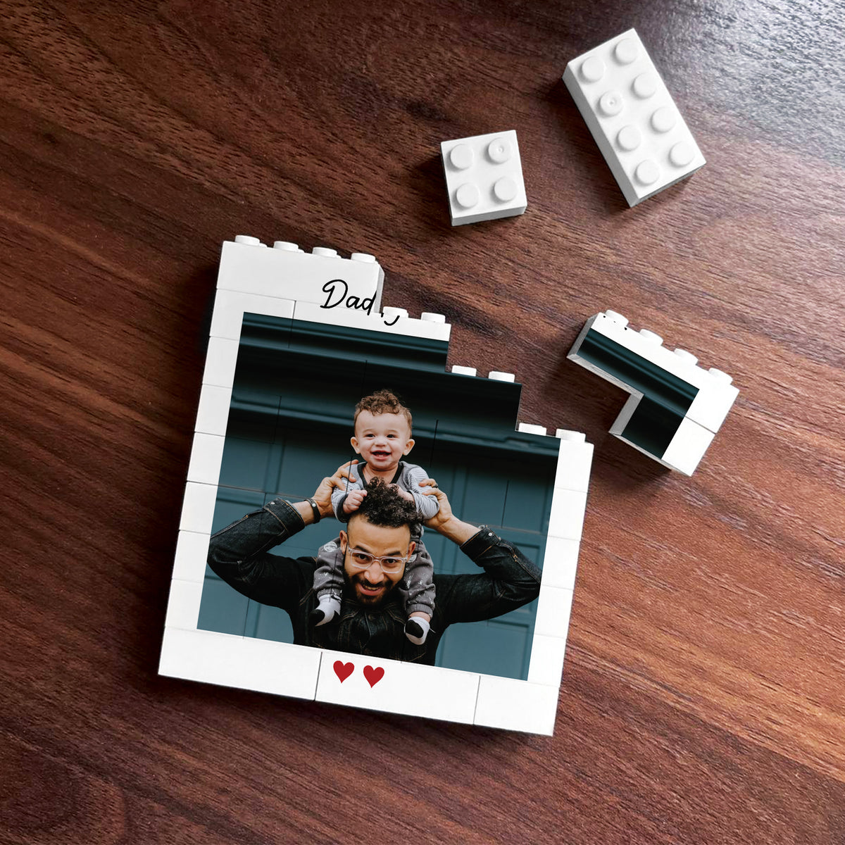 Personalised Photo Block Daddy And Me Present For Fathers Day