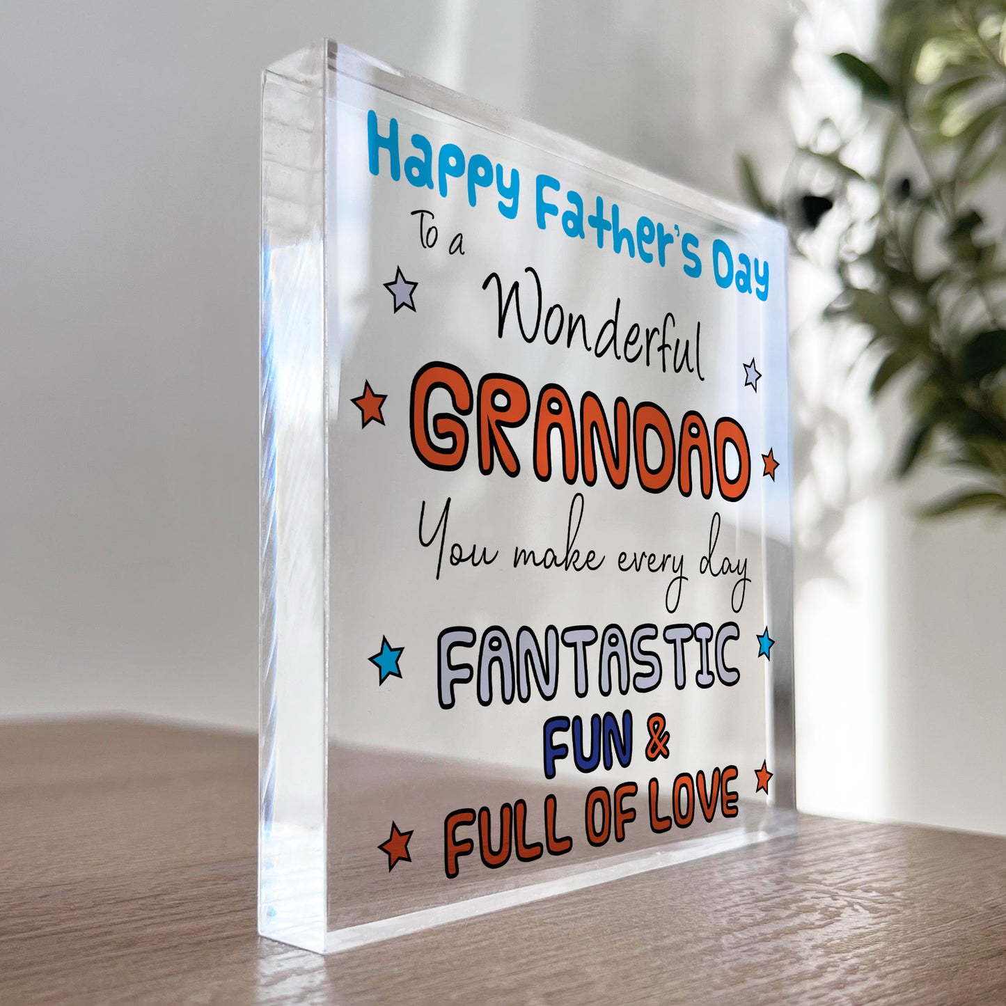 Gift For Wonderful Grandad On Fathers Day Acyrlic Block Thankyou