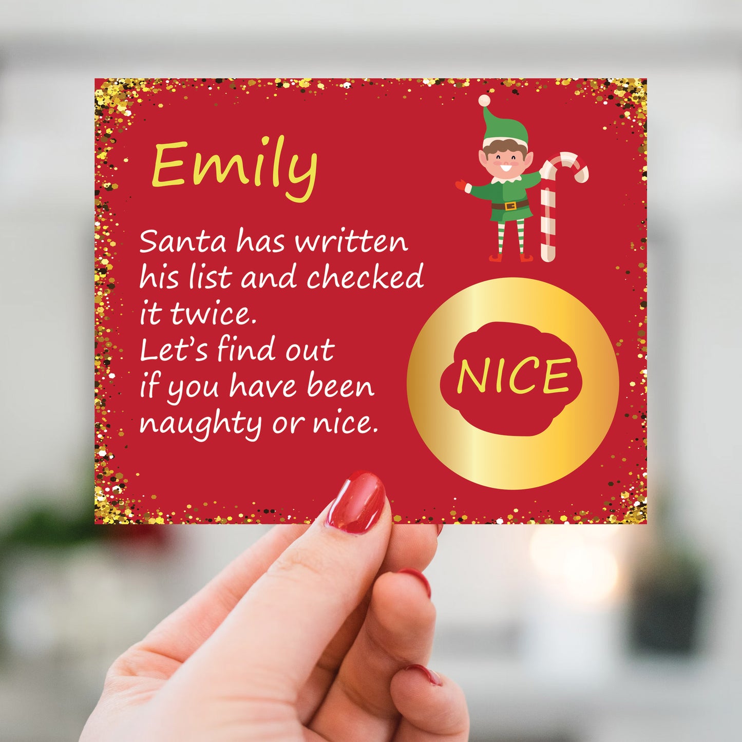 Personalised Christmas Scratch Card Naughty Nice Scratch Reveal