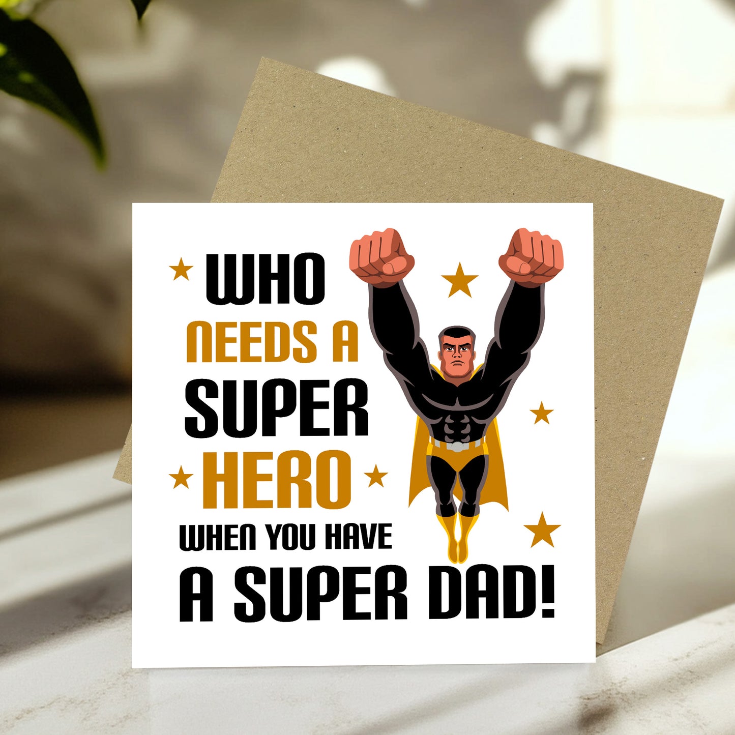 Superhero Dad Card For Fathers Day Birthday Novelty 145x145mm