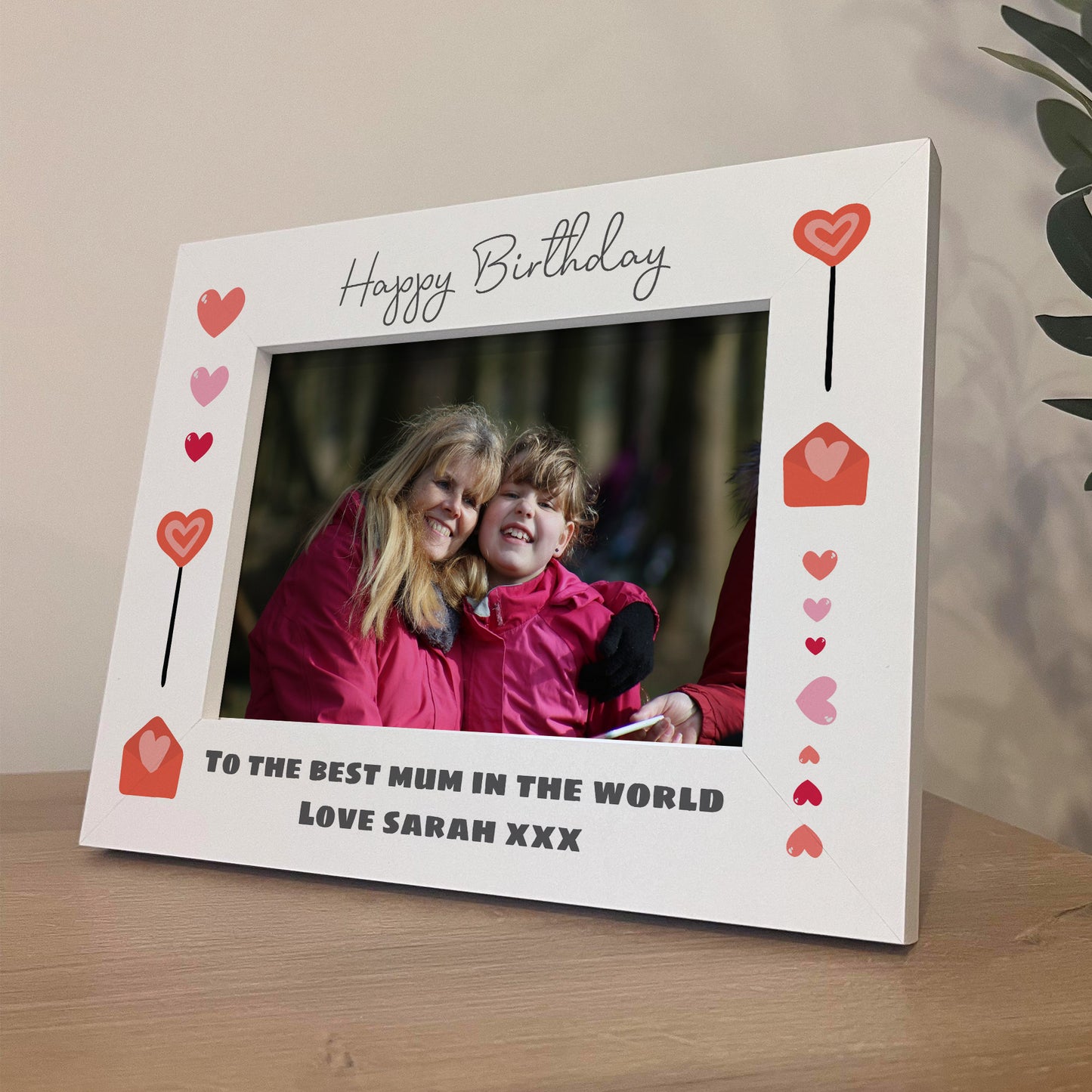 Personalised Birthday Mum Photo Frame White Wooden 7x5 Frame