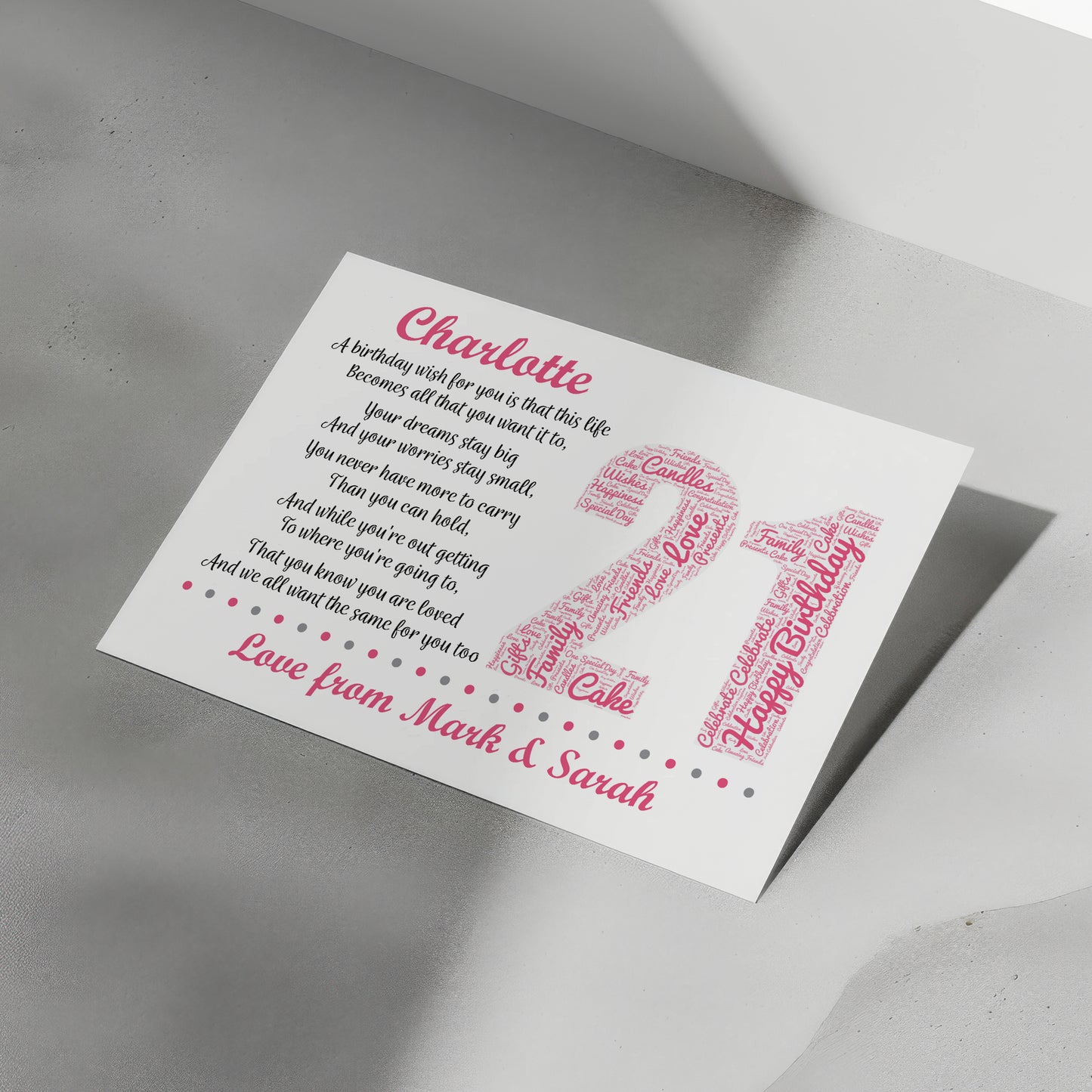 Personalised 21st Birthday Gifts for Her Girls Daughter A3 Print