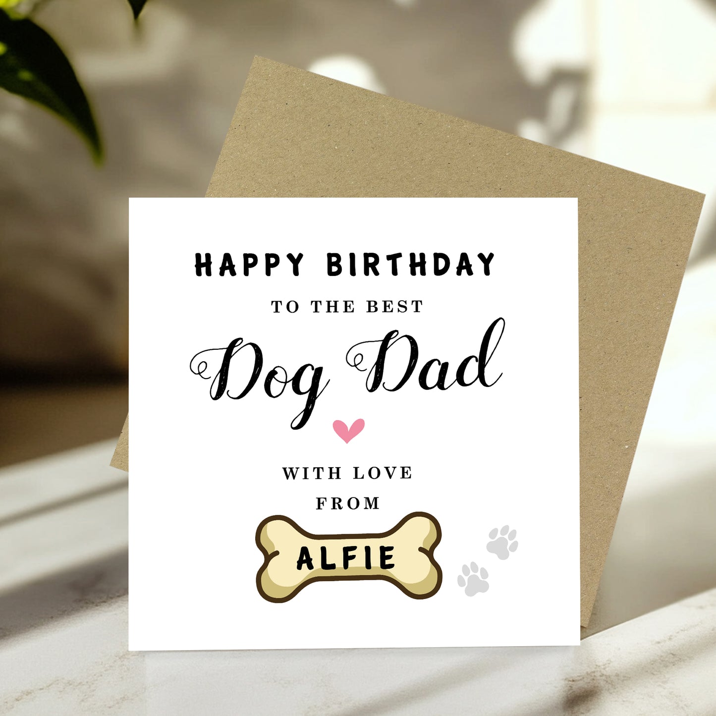 Personalised Card For Best Dog Dad Card With Envelope Birthday
