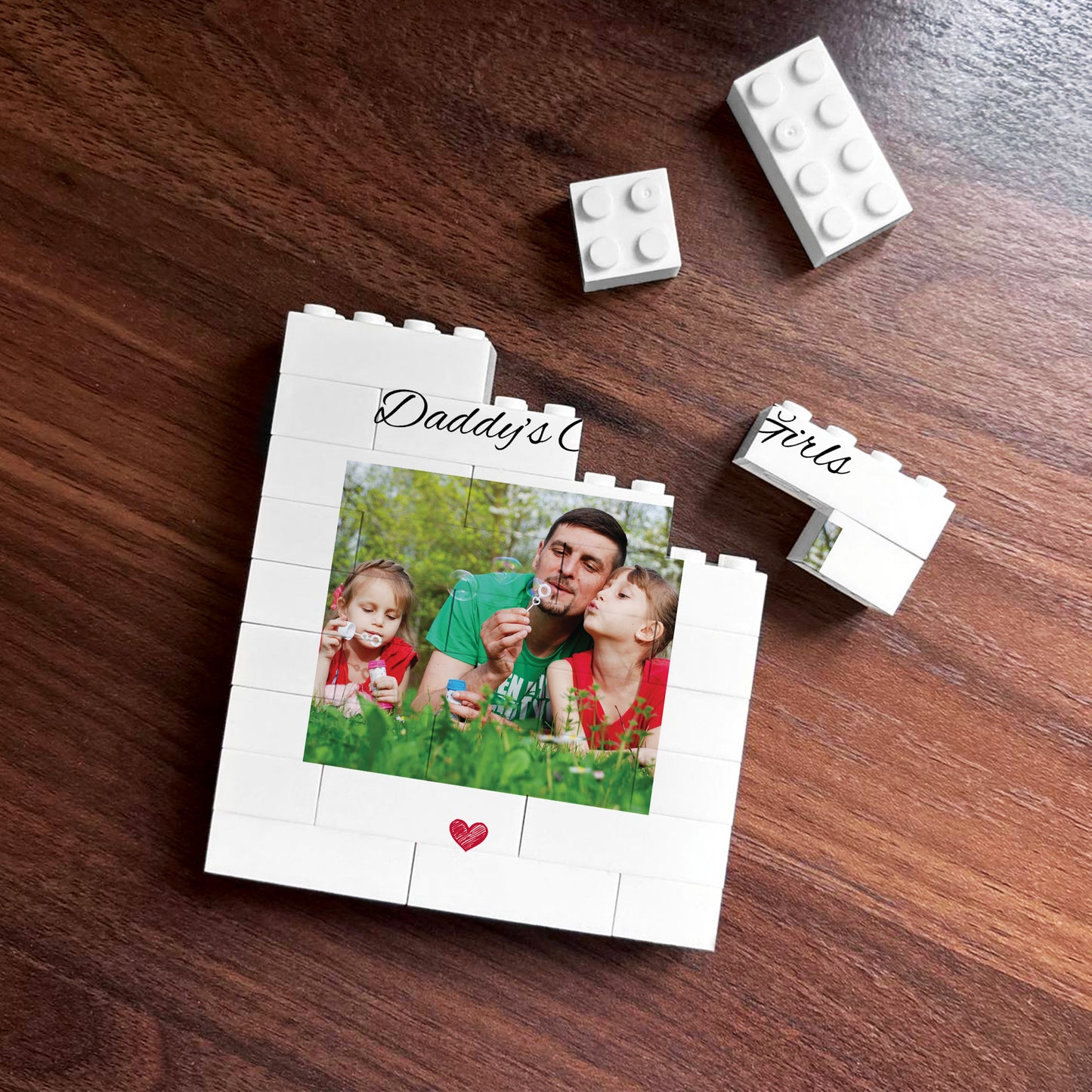 Daddys Girls Personalised Brick Photo Block, Gift for Daddy