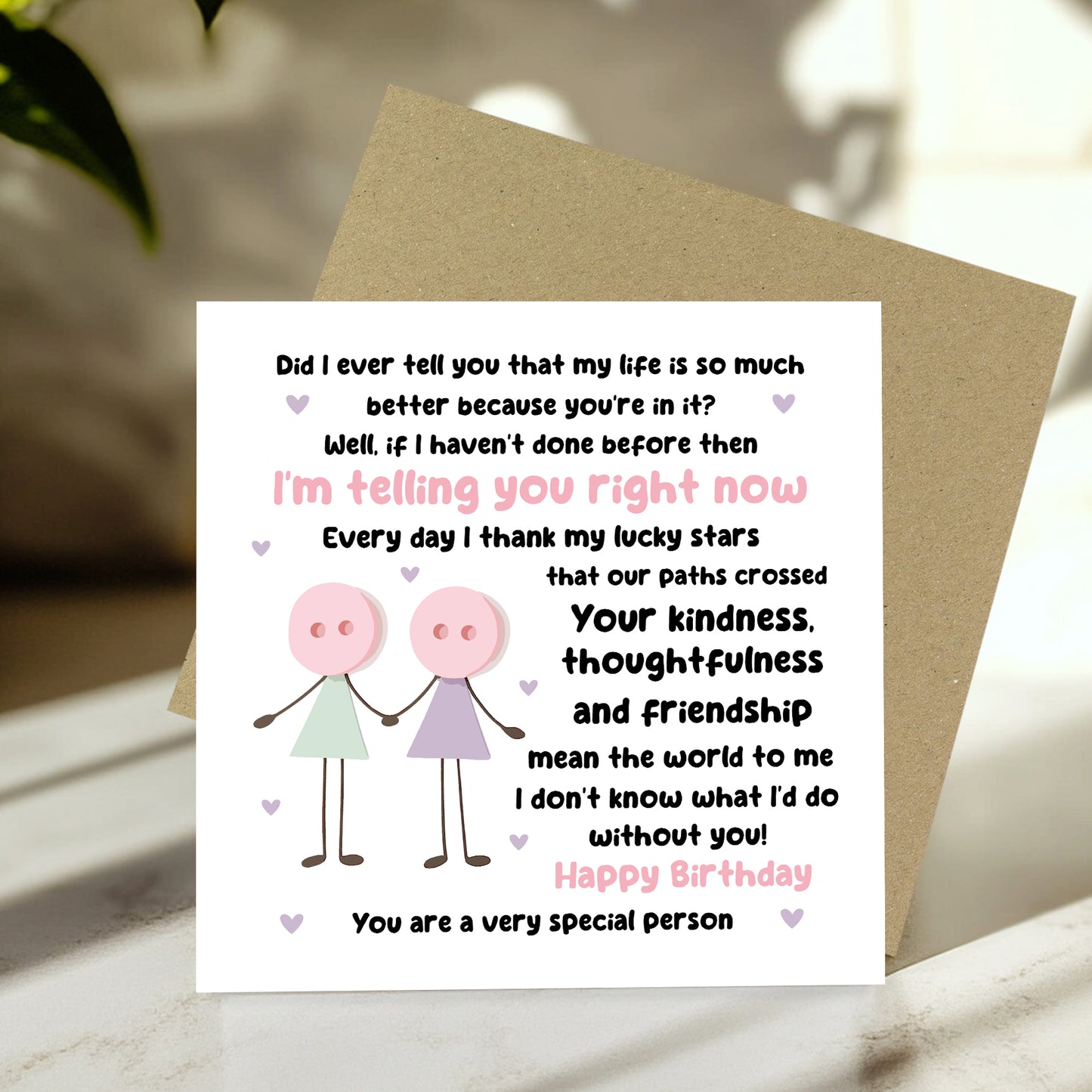 Novelty Card For Best Friend Birthday With Kraft Envelope