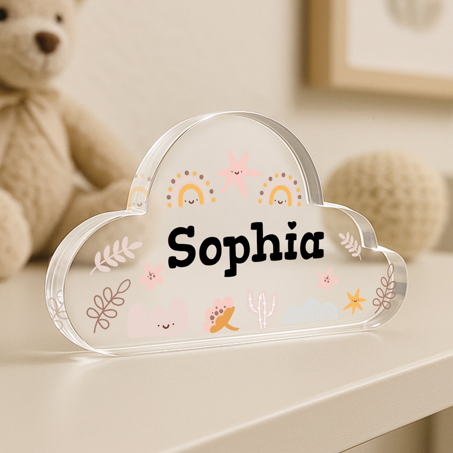 Personalised Nursery Decor Acrylic Cloud Plaque For Daughter