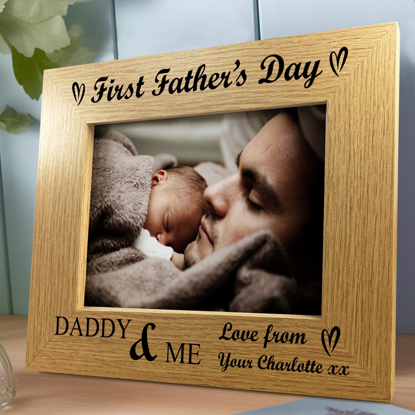 First Fathers Day Personalised 7x5 Photo Frame Gift For New Dad