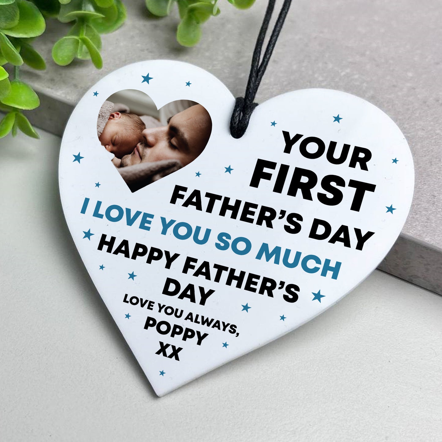 Gift For New Daddy For 1st Fathers Day Heart Plaque Personalised