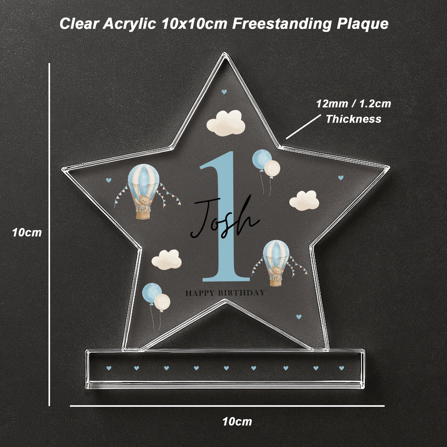 Personalised 1st Birthday Gift For Baby Boy Acrylic Star Plaque