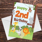 2nd Birthday Card for Boys Girls Second Birthday Jungle Cards