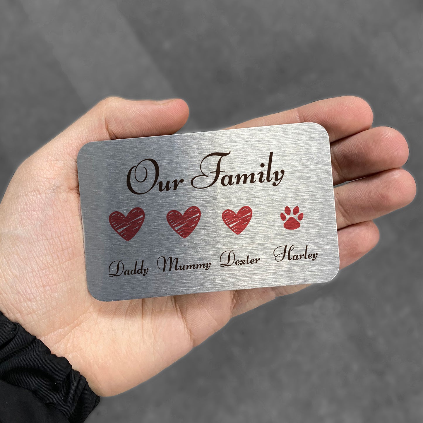 Personalised Family Gift Metal Wallet Card Gift For Him Her