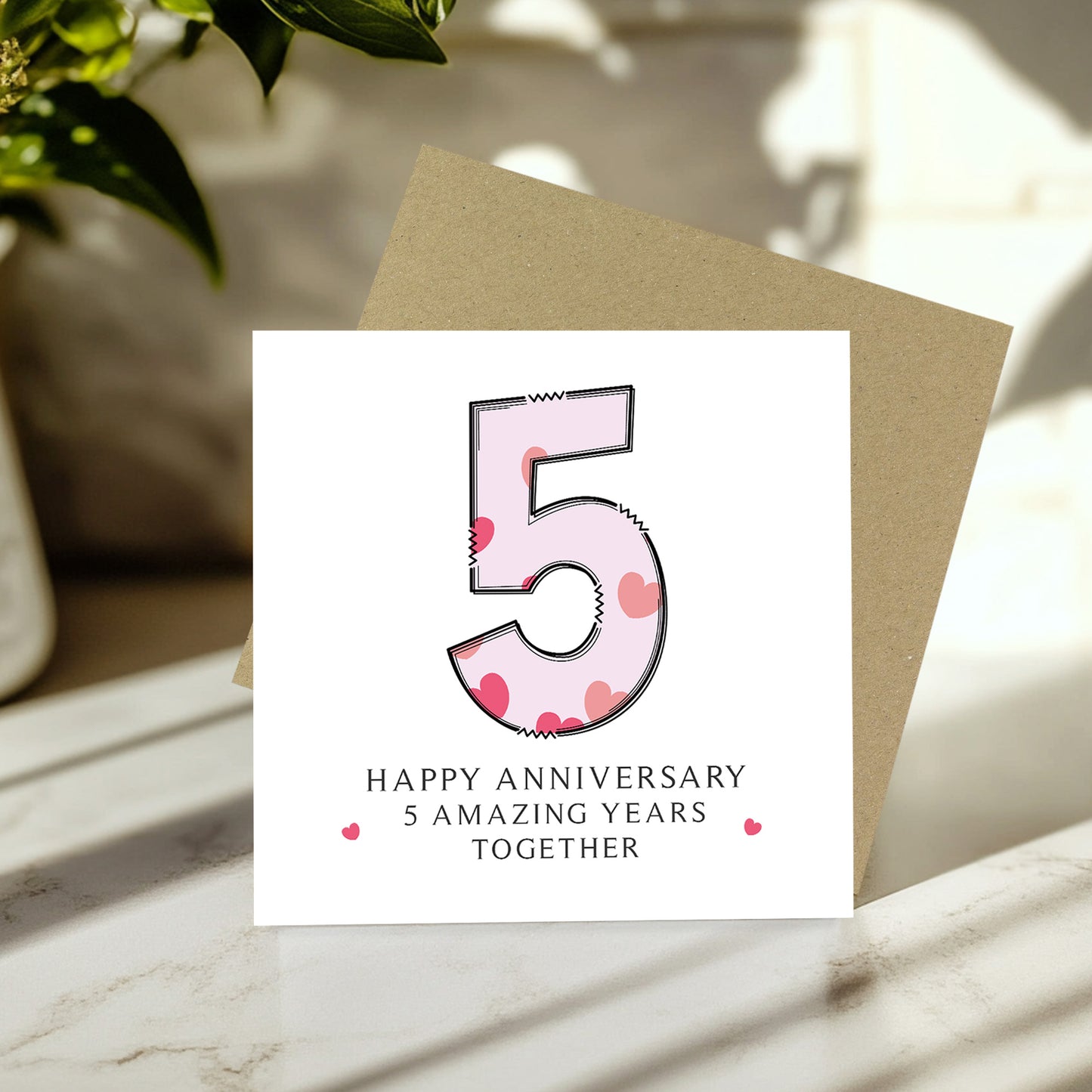 5th Wedding Anniversary Card With Envelope 5th Anniversary Cards