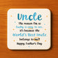 Gifts For Uncle UNCLE COASTER Uncle Birthday Gift For Christmas