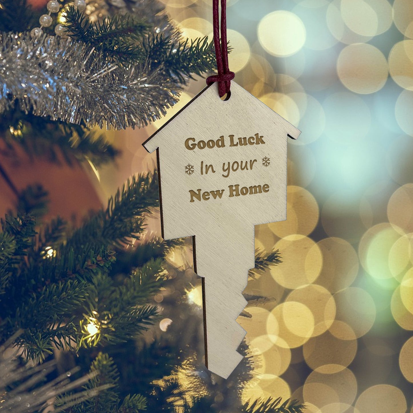 New Home Good Luck Gifts For Couples Friends Fmaily Wood Bauble
