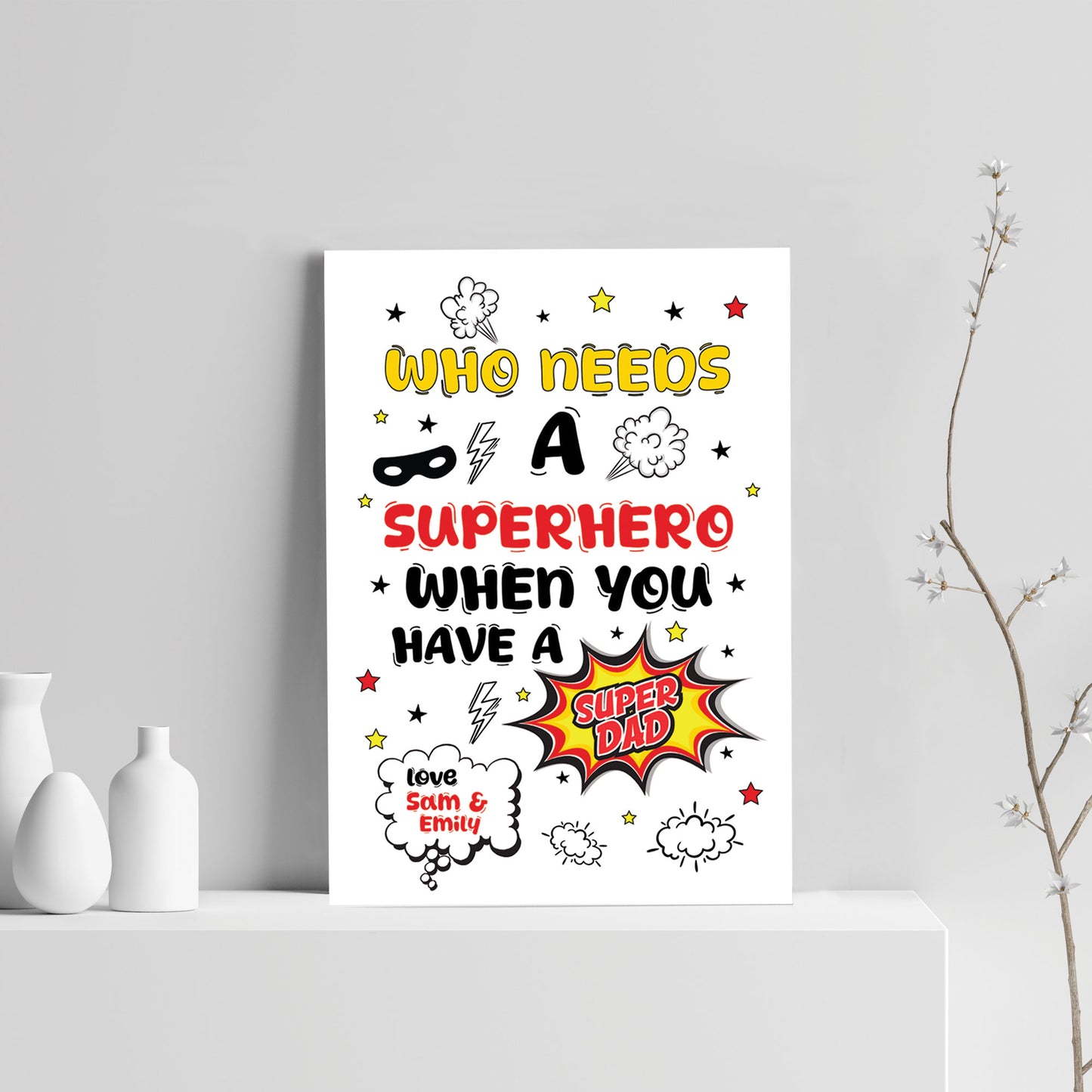 PERSONALISED Daddy Dad Superhero Fathers Day Gifts Print