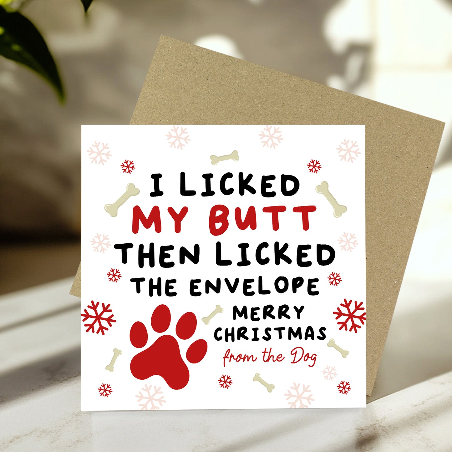 Christmas Card From The Dog With Kraft Envelope Funny Dog Card