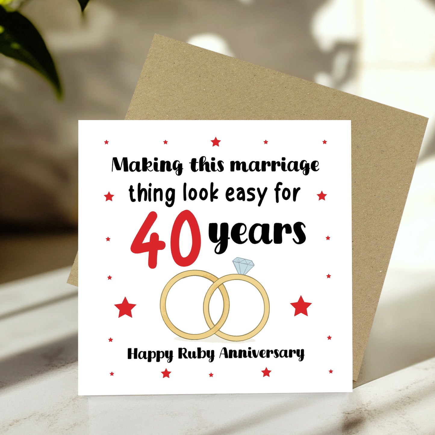40th Wedding Anniversary Card For Husband Wife Couple Ruby