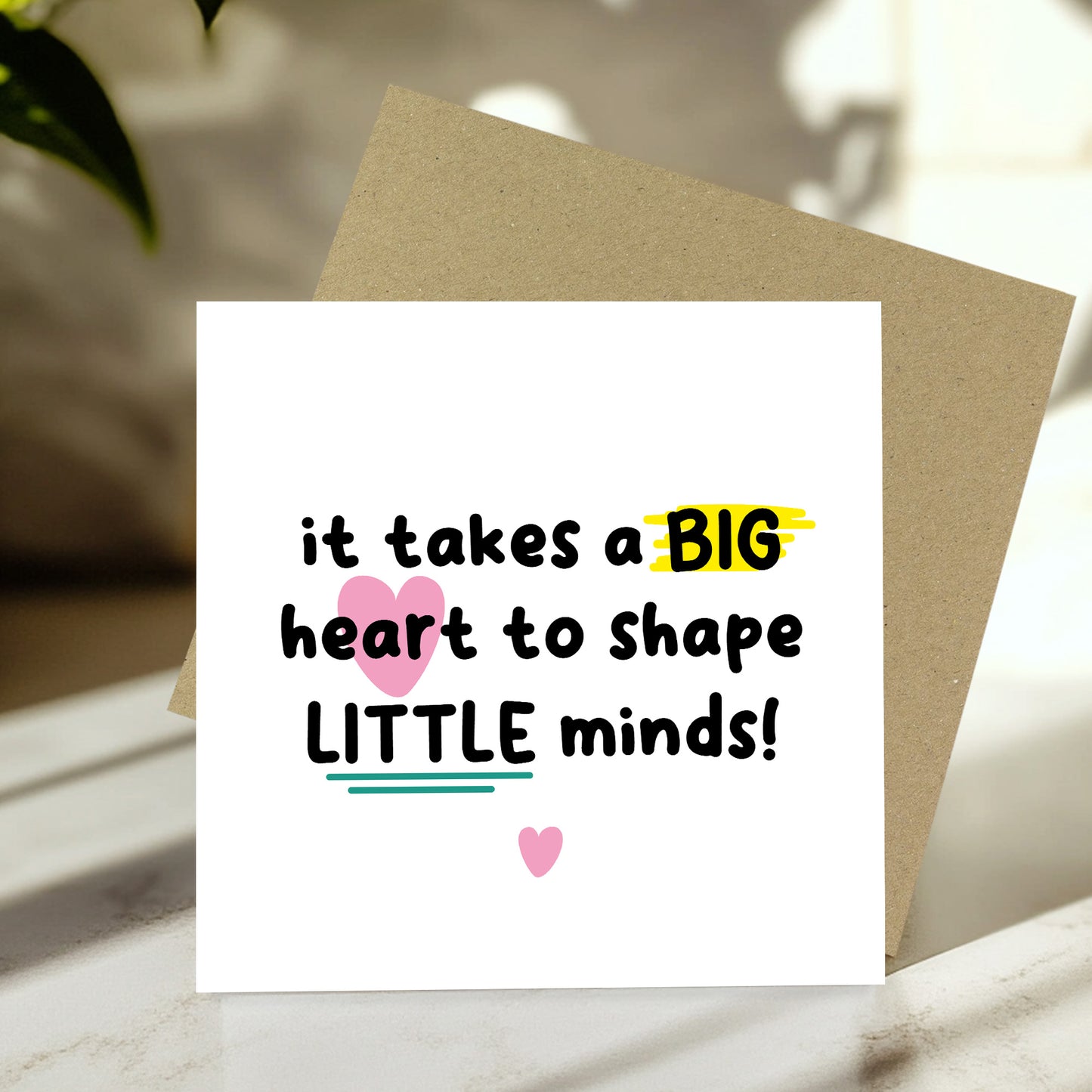 Thank You Card For Teacher With Kraft Envelope Big Heart