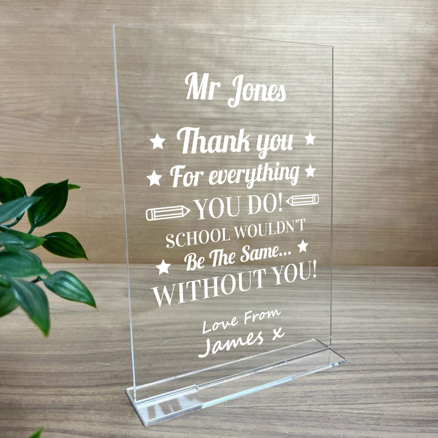 PERONALISED Thank You Teacher Plaque End Of School Year Leaving