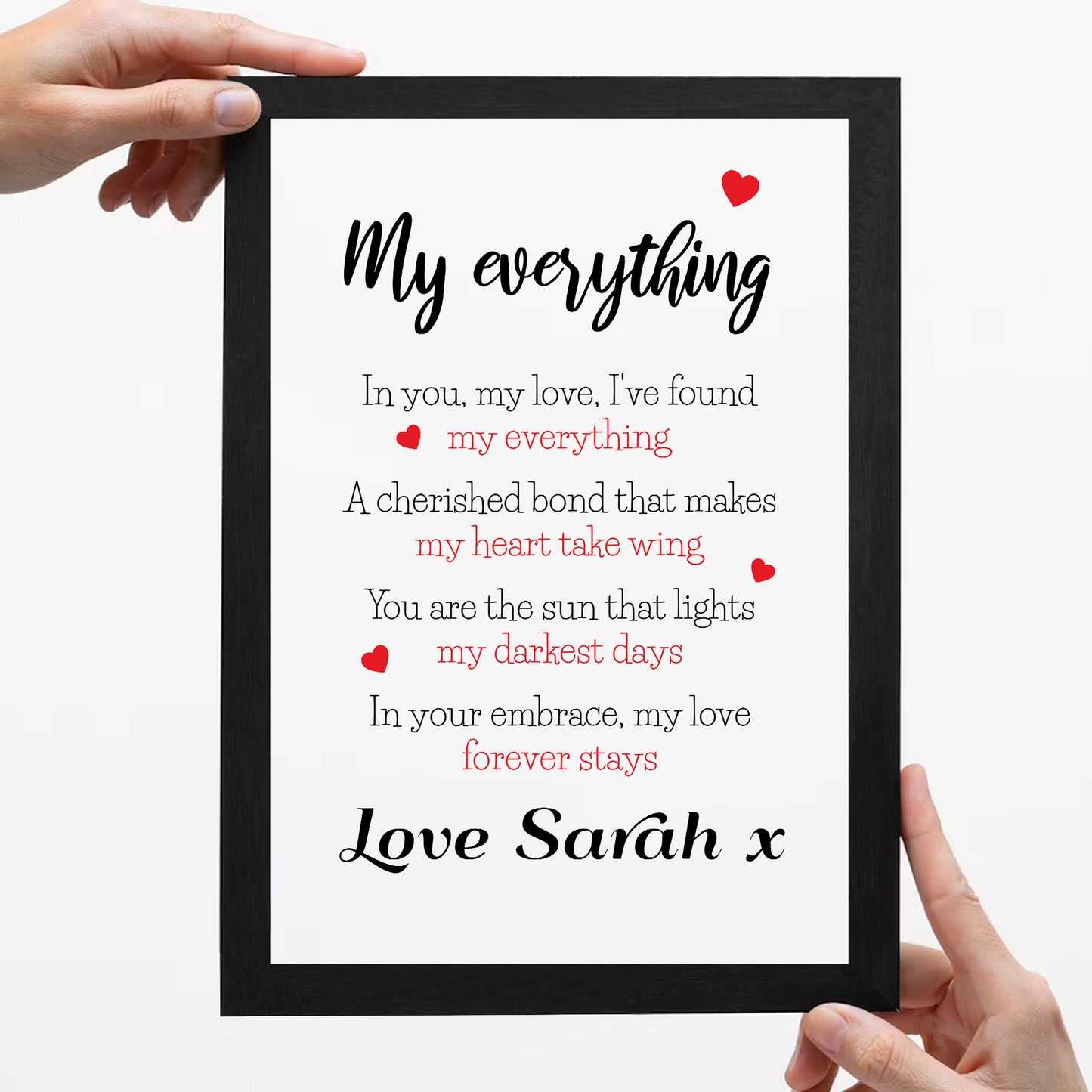 Gift For Husband Wife MY EVERYTHING Framed Print Personalised