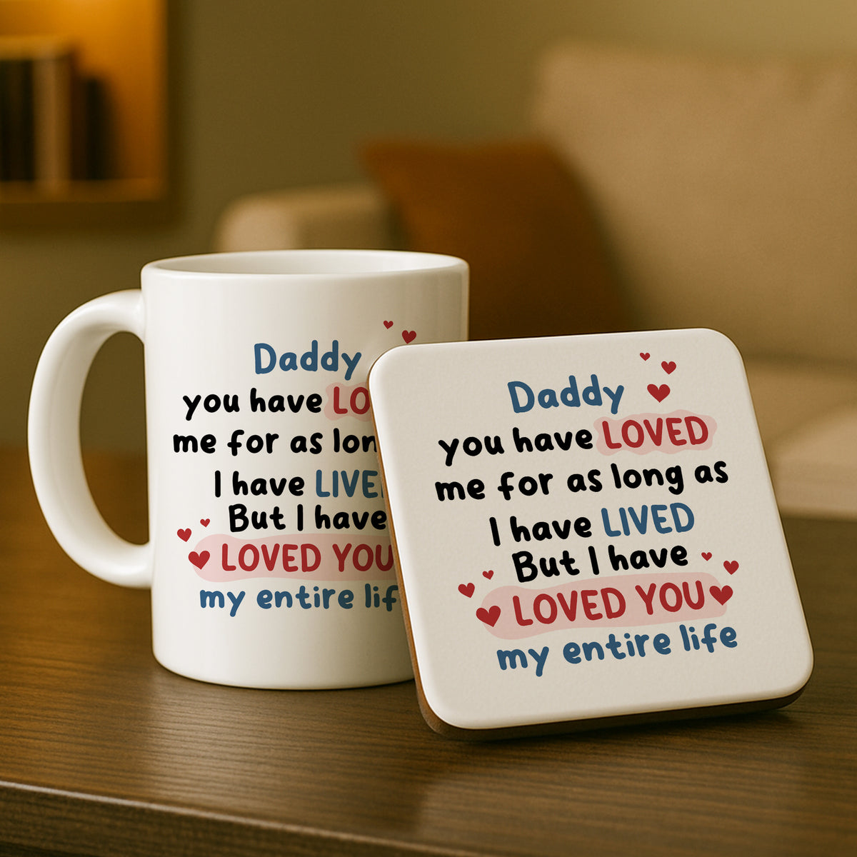 Daddy Gifts Ceramic Mug and Coaster Novelty Gift From Daughter
