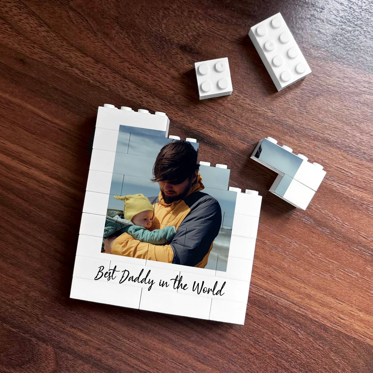Personalised Best Daddy Brick Photo Block Gift for Daddy