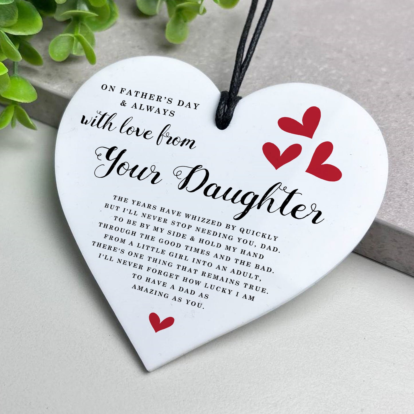 Fathers Day Gift From Daughter White Hanging Heart Gift For Dad