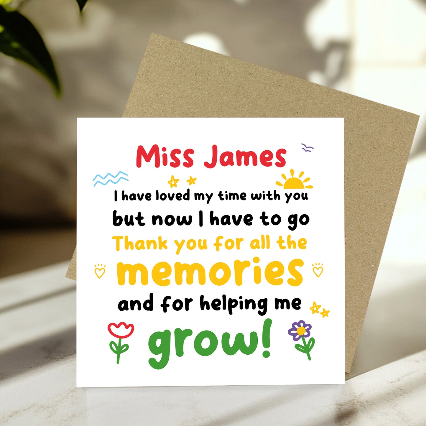 Personalised Teacher Appreciation Card For Teacher Thank You