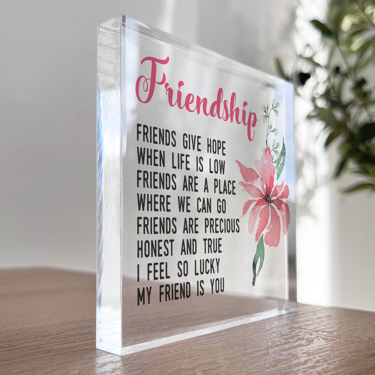 Gift For Best Friend Friendship Plaque Clear Block Best Friend