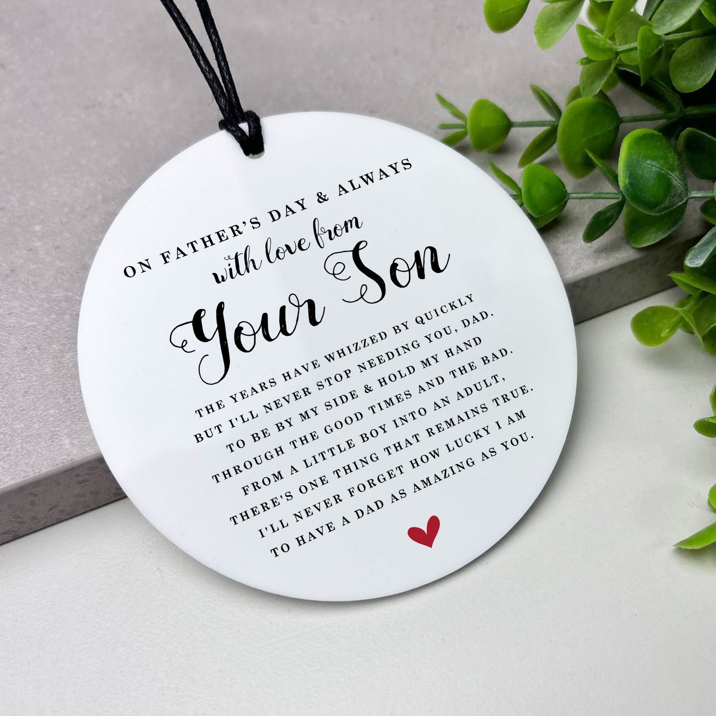 Fathers Day Gift From Your Son Hanging Plaque For Dad Sign