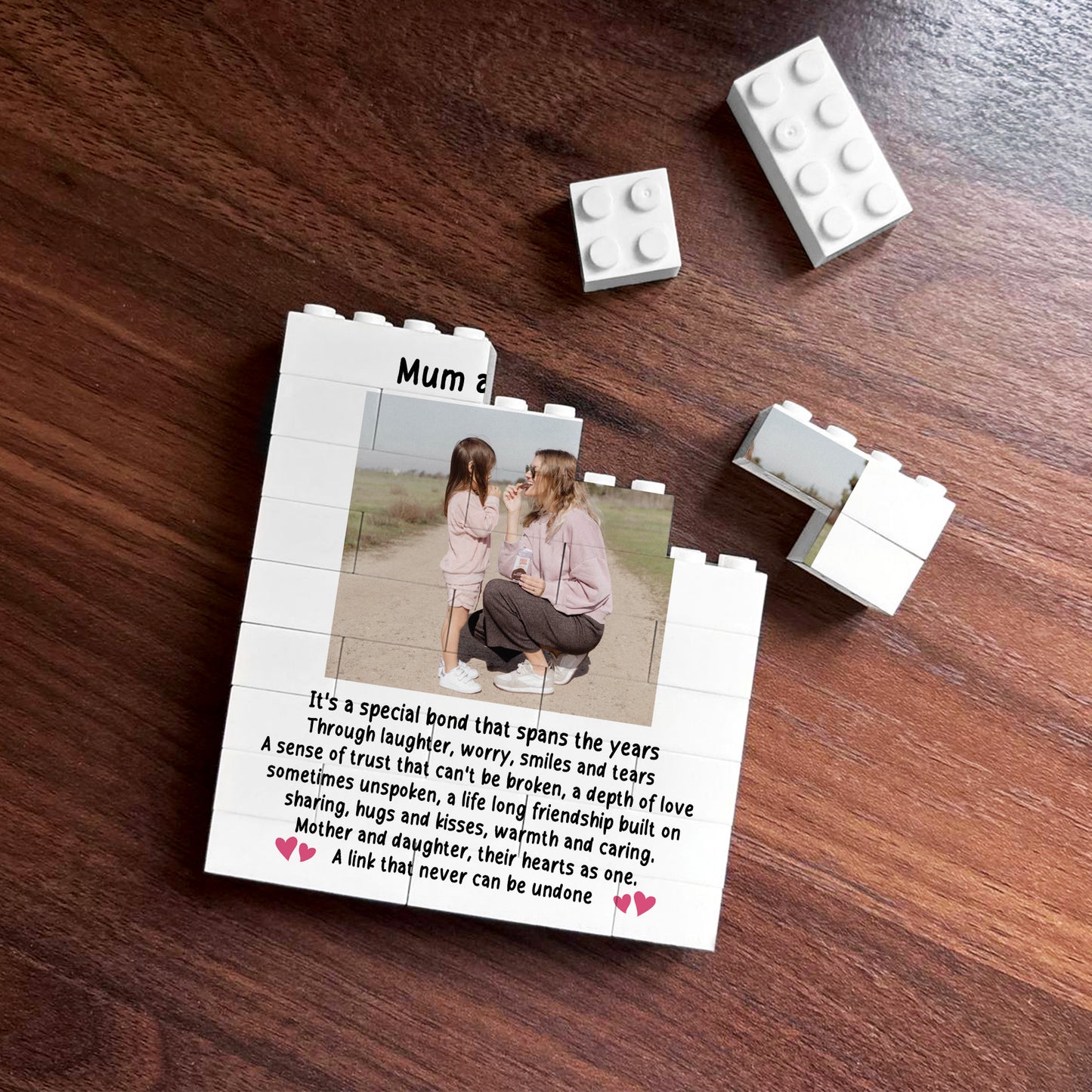 Mum and Daughter Gifts Personalised Building Block Photo Gift