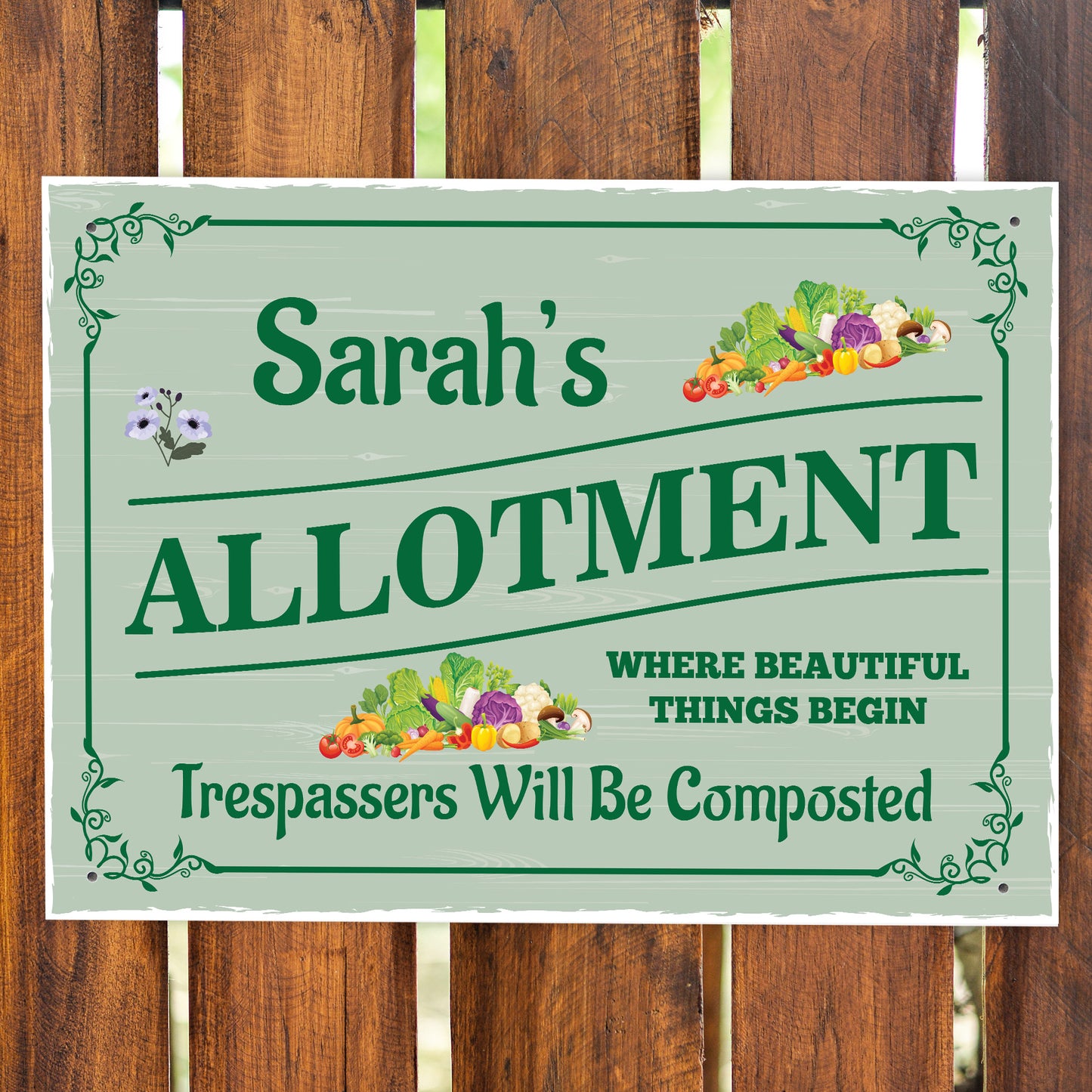 ALLOTMENT PERSONALISED Sign Hanging Plaque Name Garden Sign