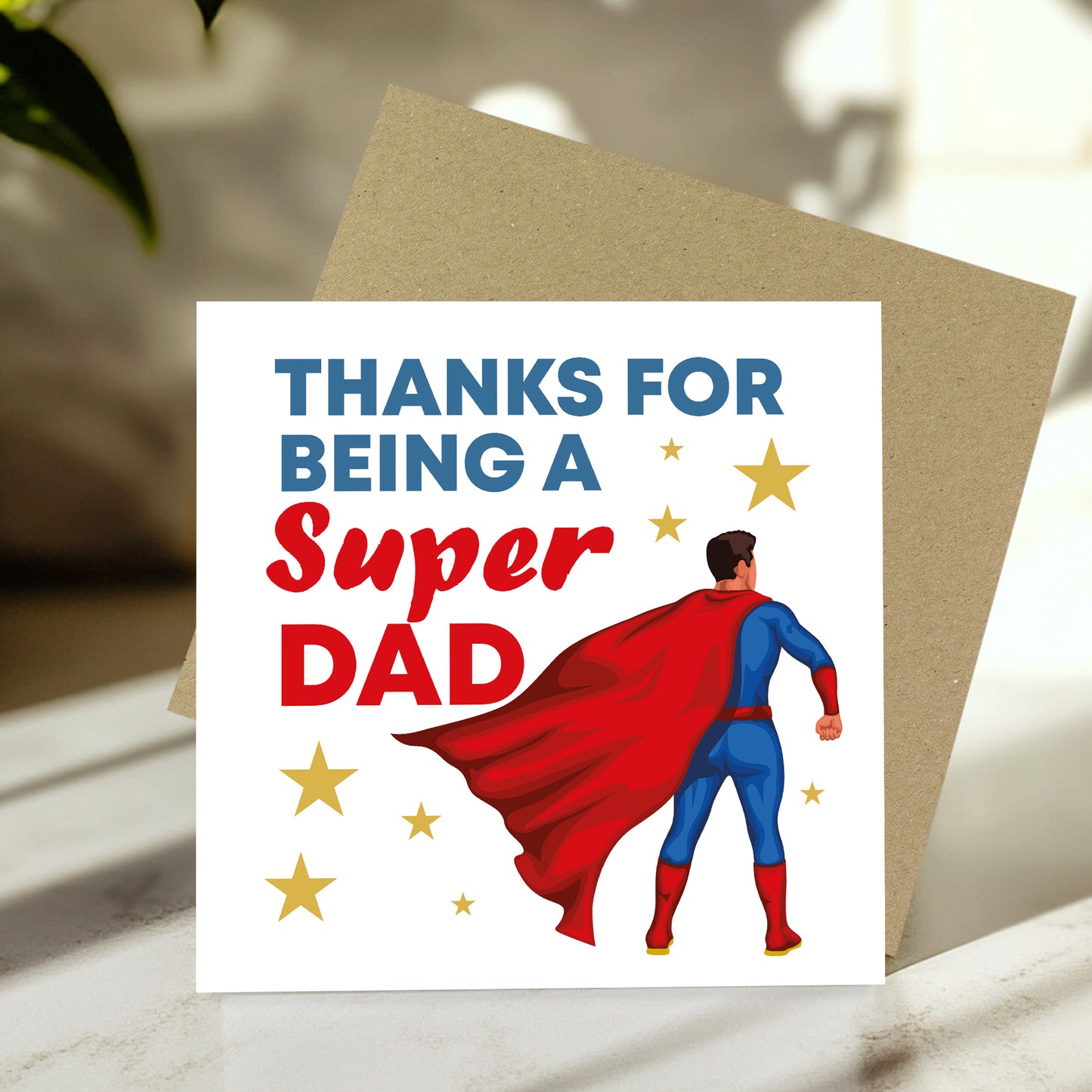 Super Dad Thank You Card For Fathers Day Birthday 145 x 145mm