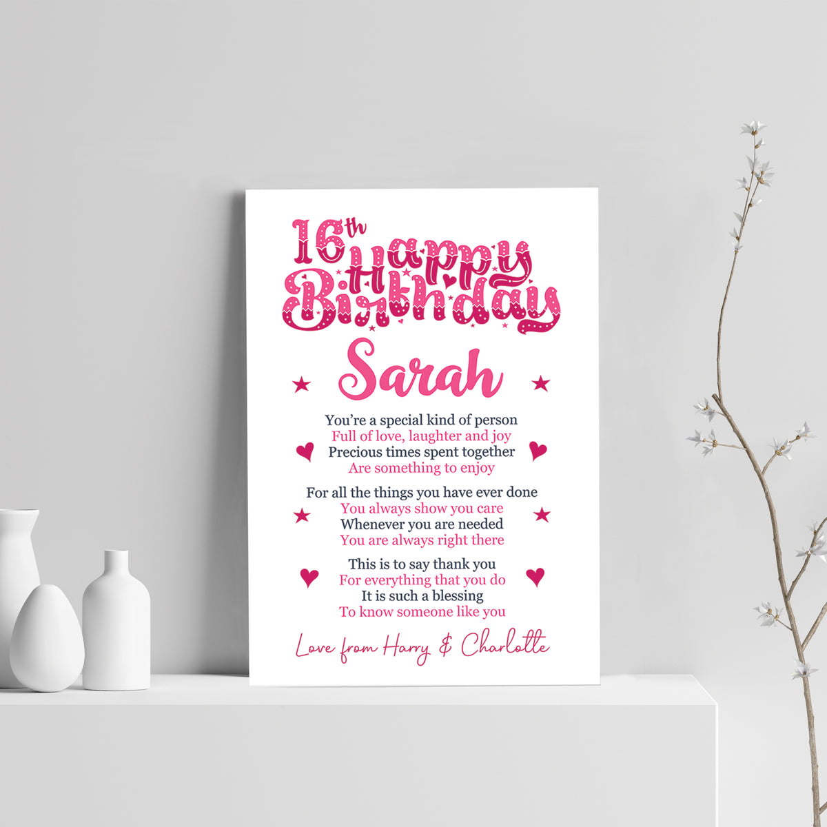 PERSONALISED 16th Birthday Gifts For Her Gift For Daughter A4