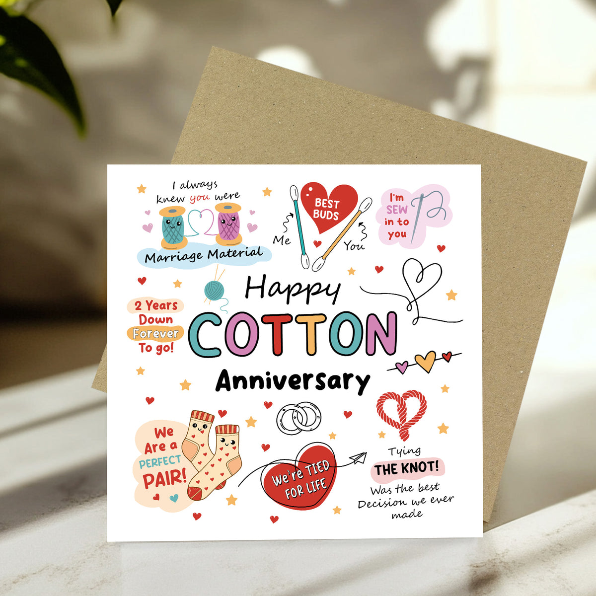 Funny 2nd Anniversary Card Cotton Anniversary Cards For Husband