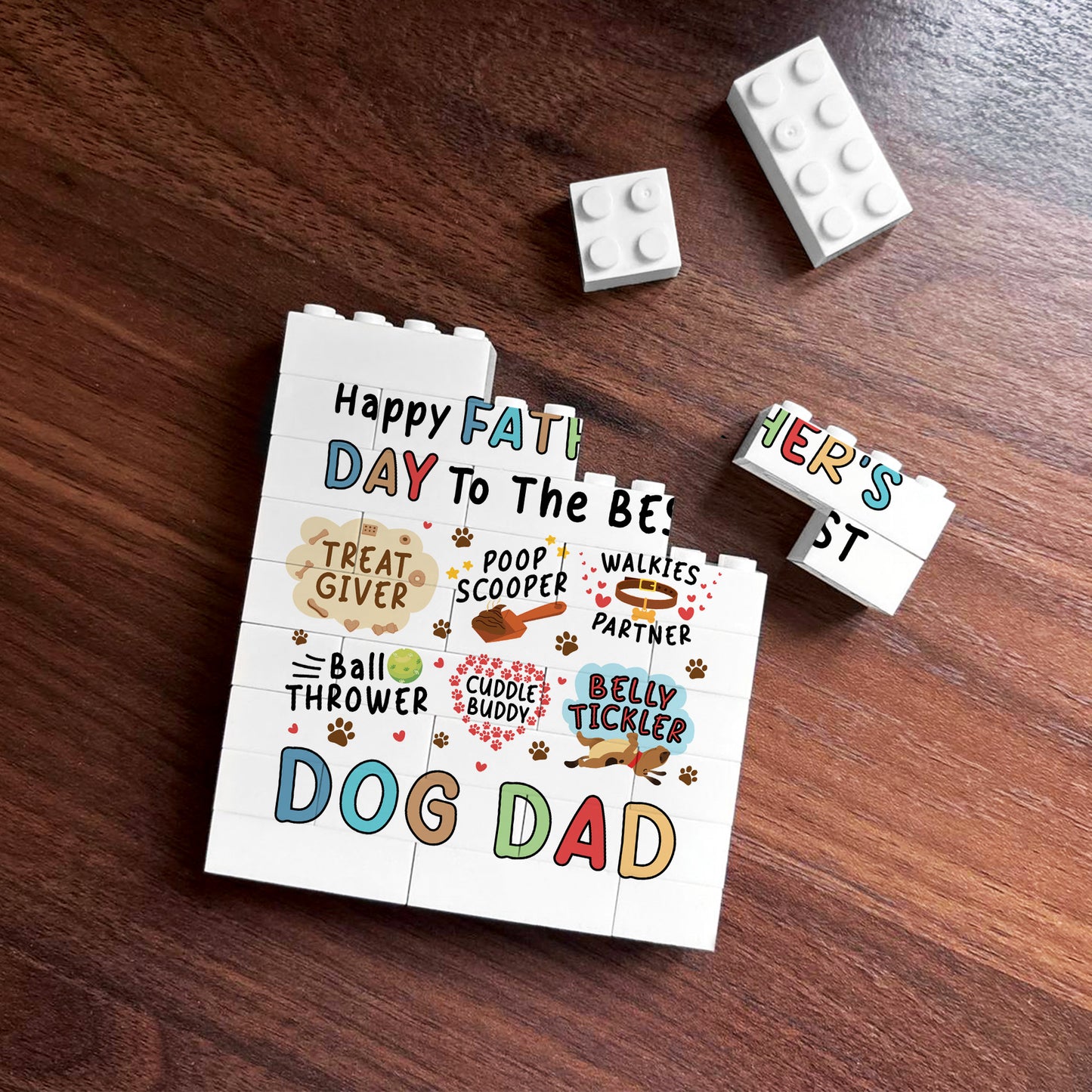 Dog Dad Gift For Fathers Day Building Block Dad Plaque Funny