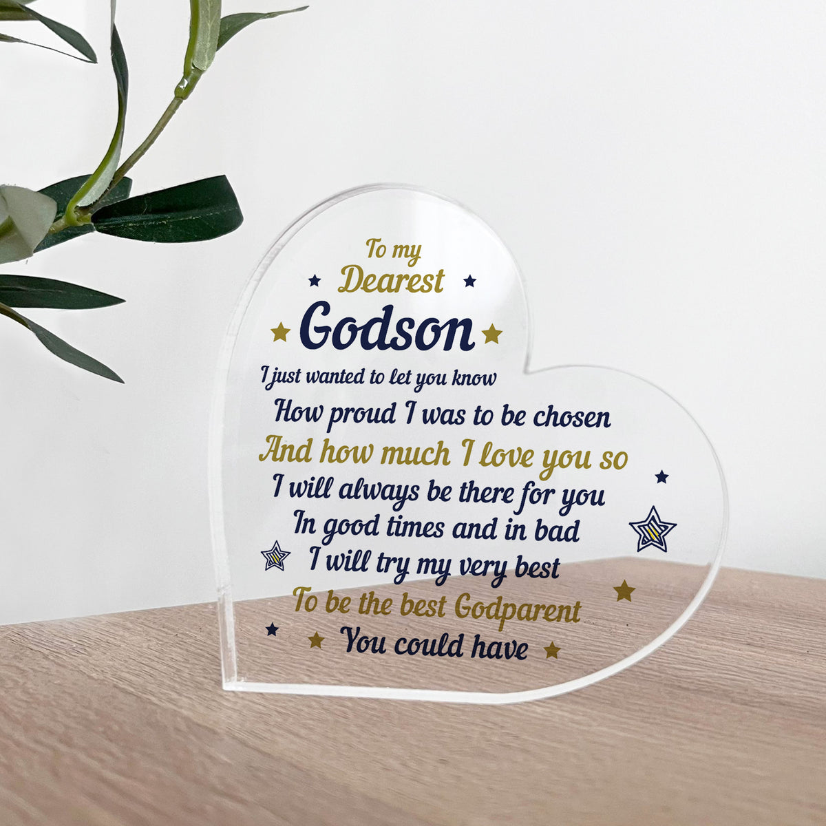 Handmade Godson Gift Acrylic Plaque Godson Birthday Gift