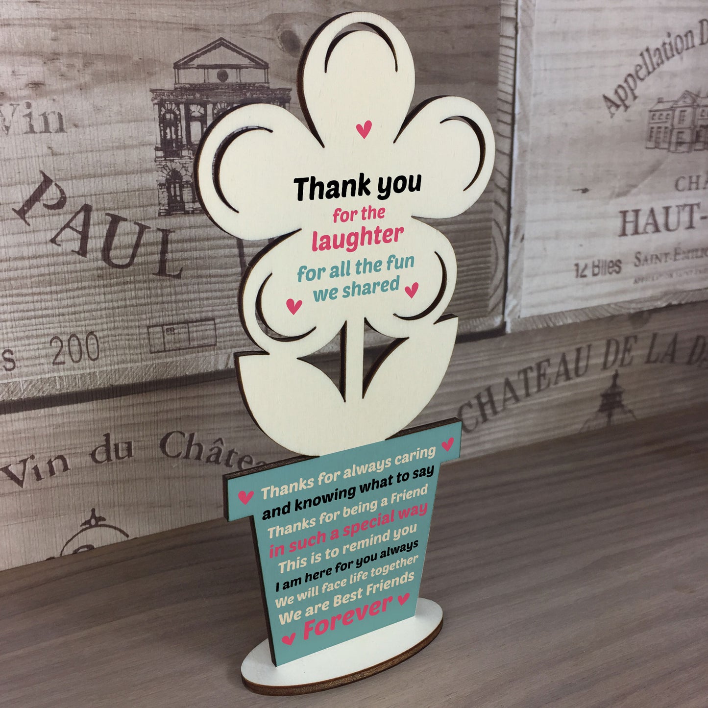 Best Friend Wooden Flower Gift For Friend Friendship Plaque Gift