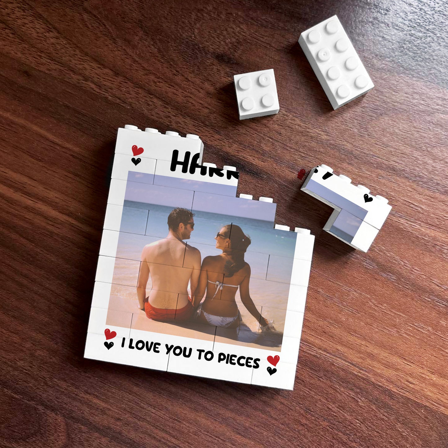 Personalised Love You To Pieces Photo Block Gift for Boyfriend