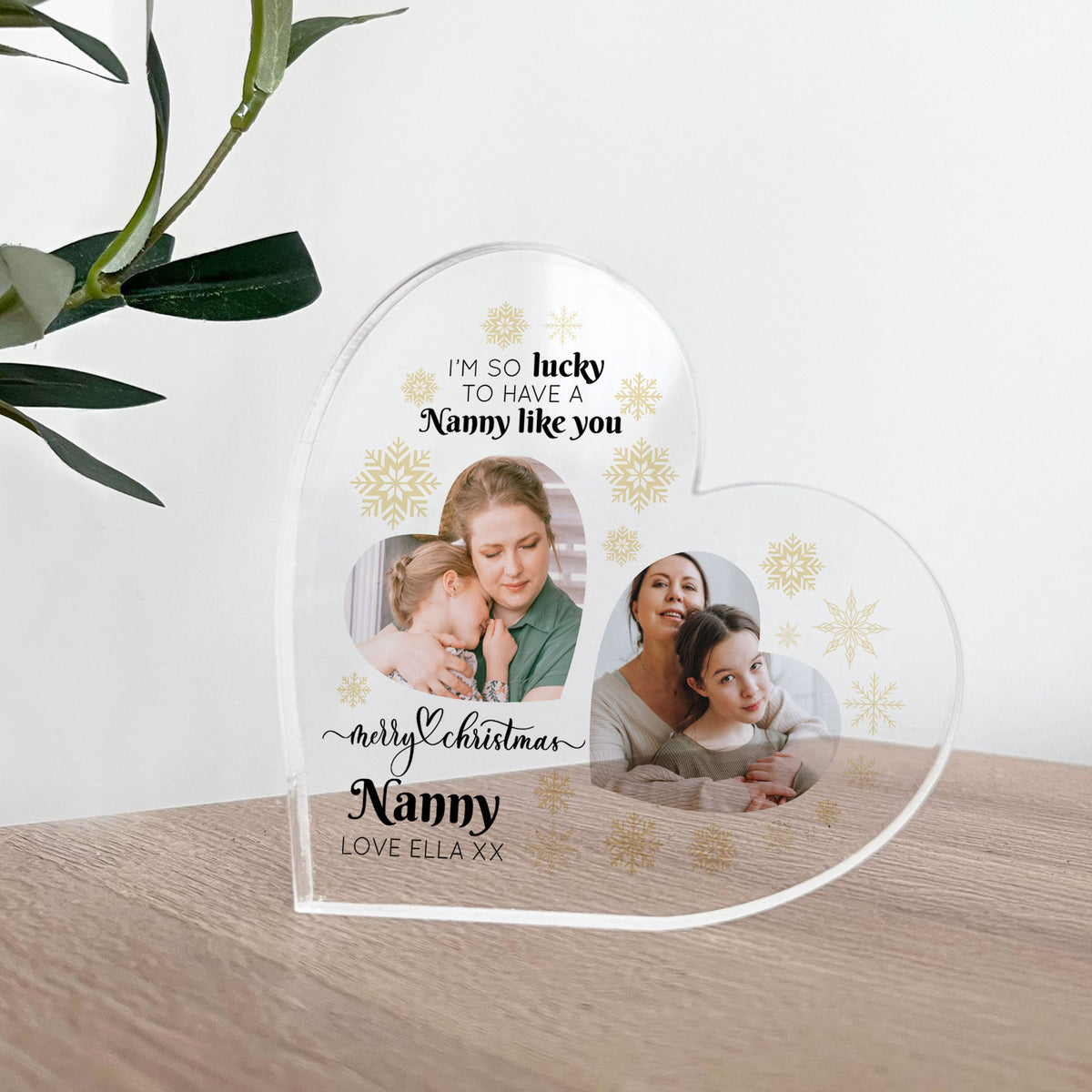 Nanny Gifts For Christmas Personalised Acrylic Heart Plaque