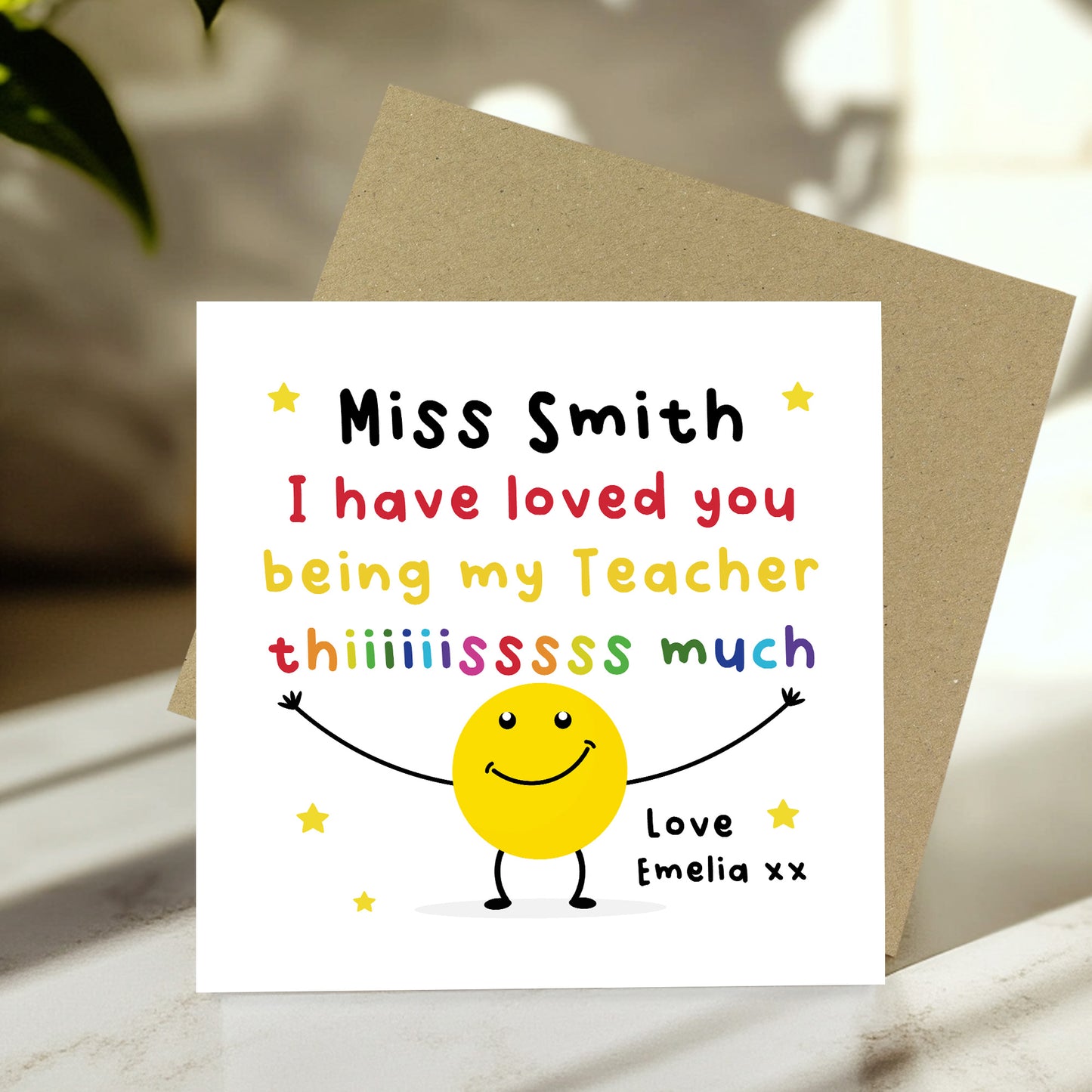 PERSONALISED Thank You Cards for Teacher Loved You This Much