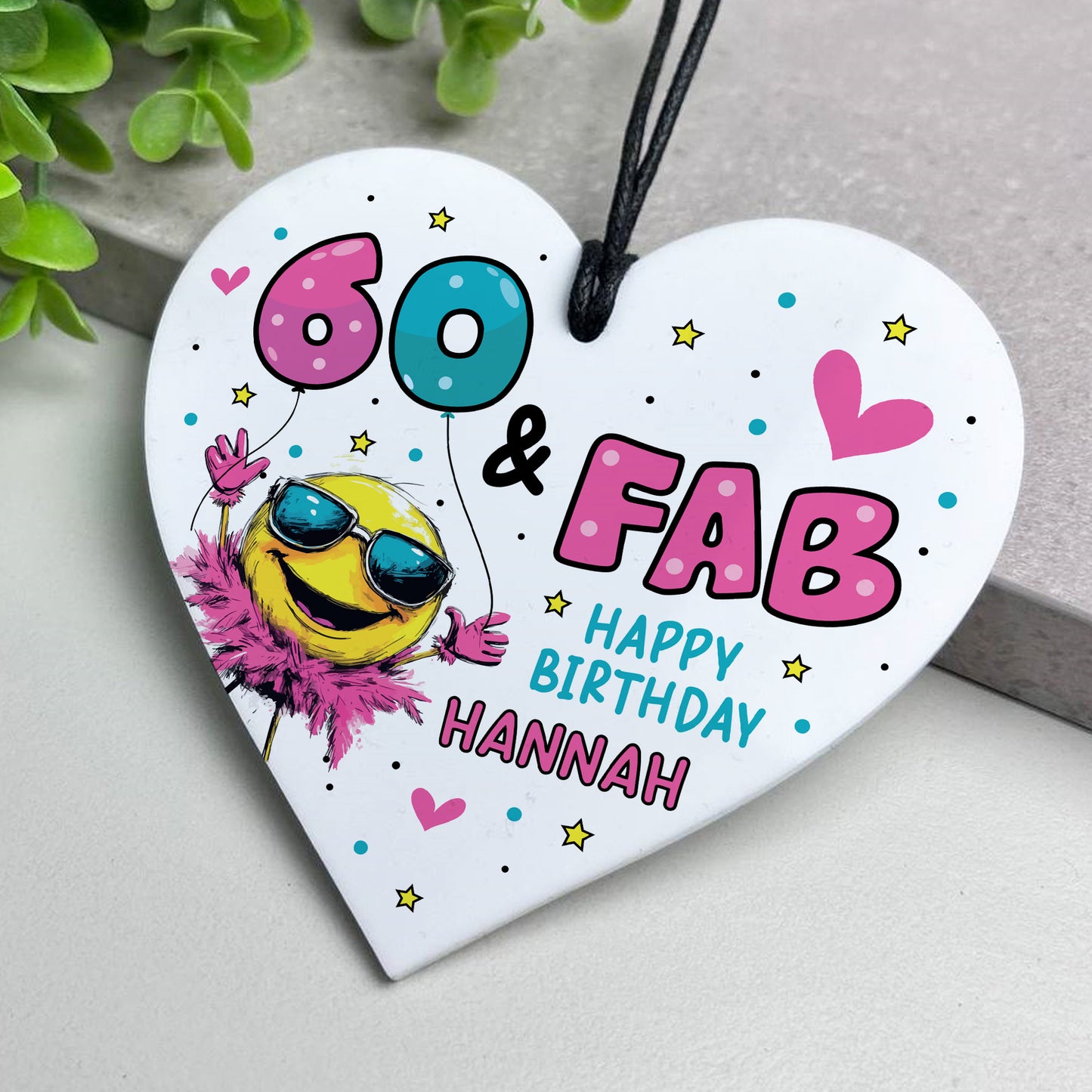 Personalised 60th Birthday Gift For Women Heart 60 And Fab