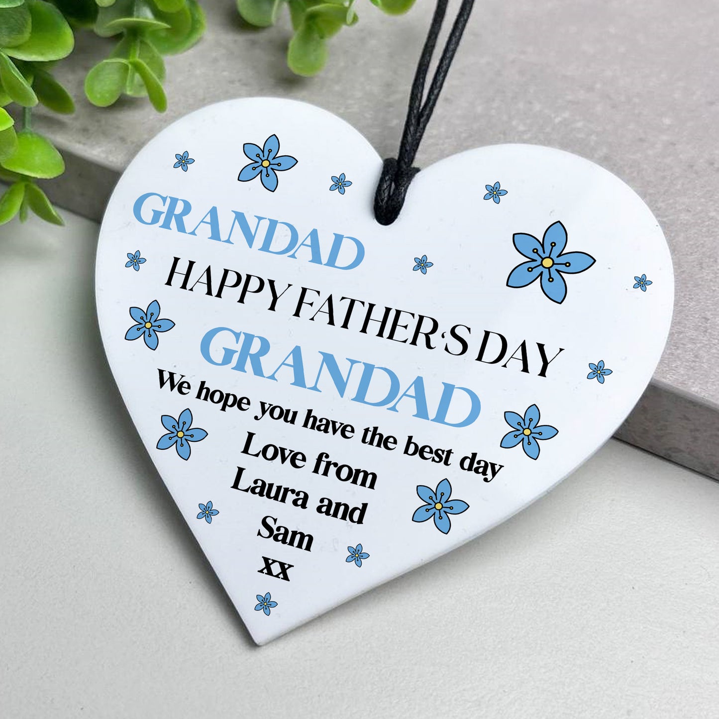 Gift For Grandad For Fathers Day Heart Plaque Personalised