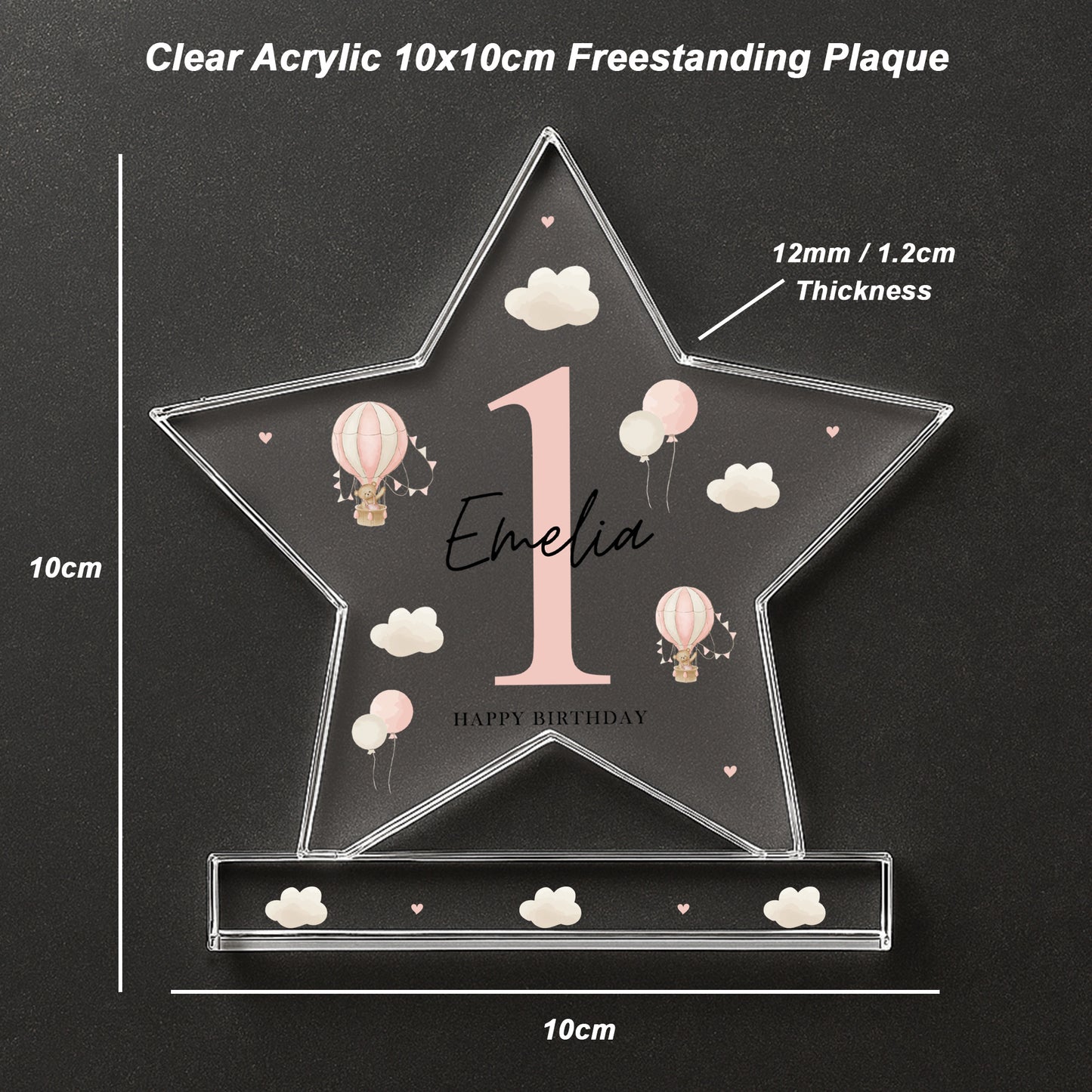 Personalised 1st Birthday Gift For Baby Girl Acrylic Star Plaque