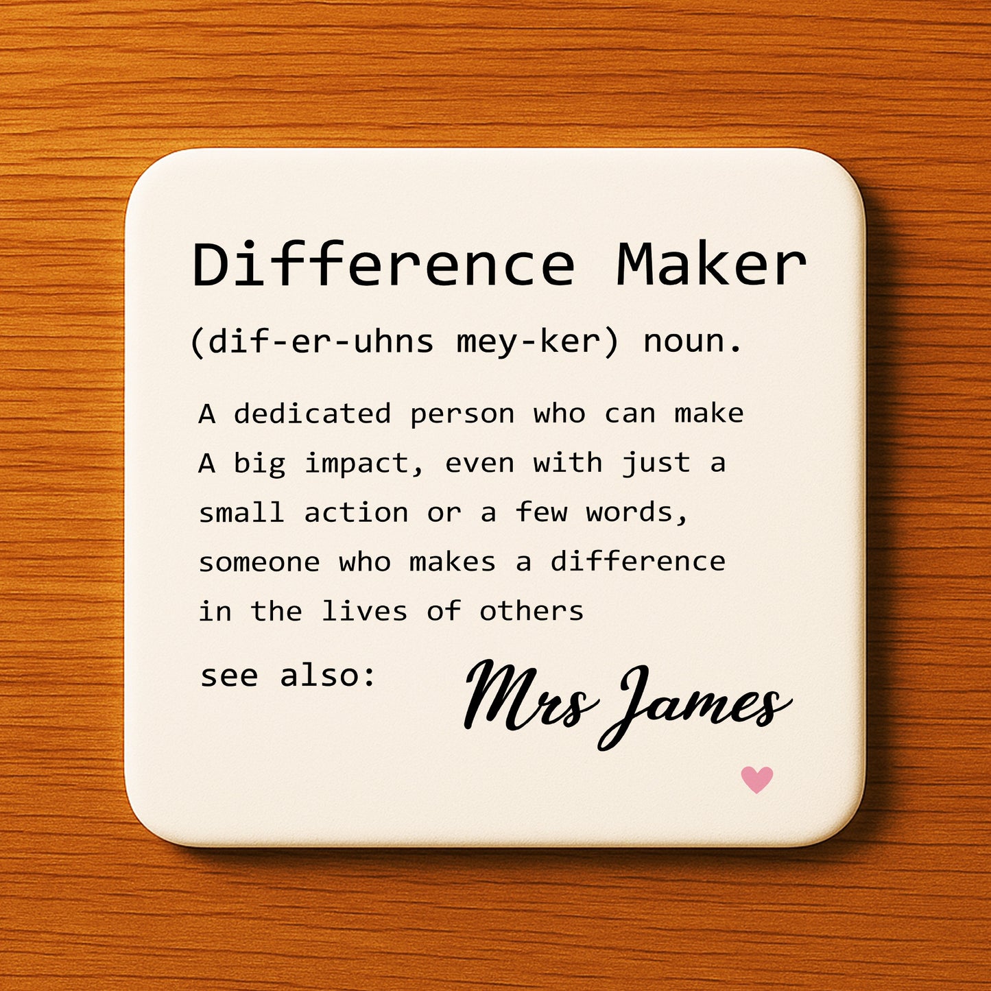Gift For Teacher Personalised Coaster For Teacher Appreciation
