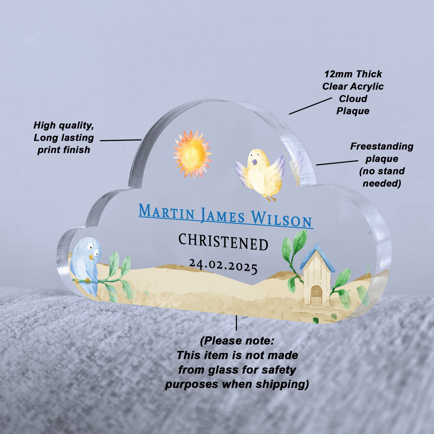 Personalised Christening Gift Cloud Baby Plaque Christening