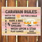 Colourful CARAVAN RULES SIGN Wall Door Plaque Caravan Sign