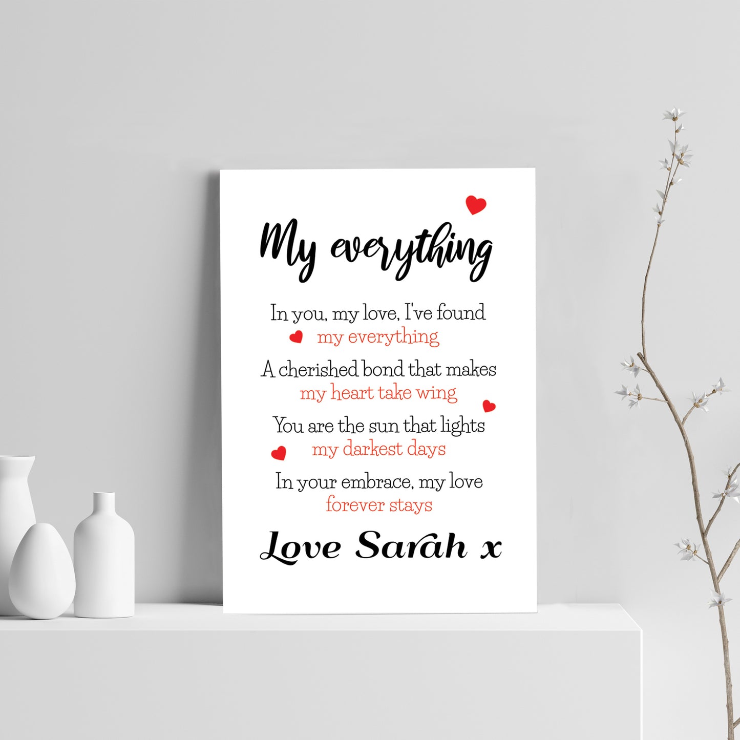 Gift For Husband Wife MY EVERYTHING Print Personalised Gift