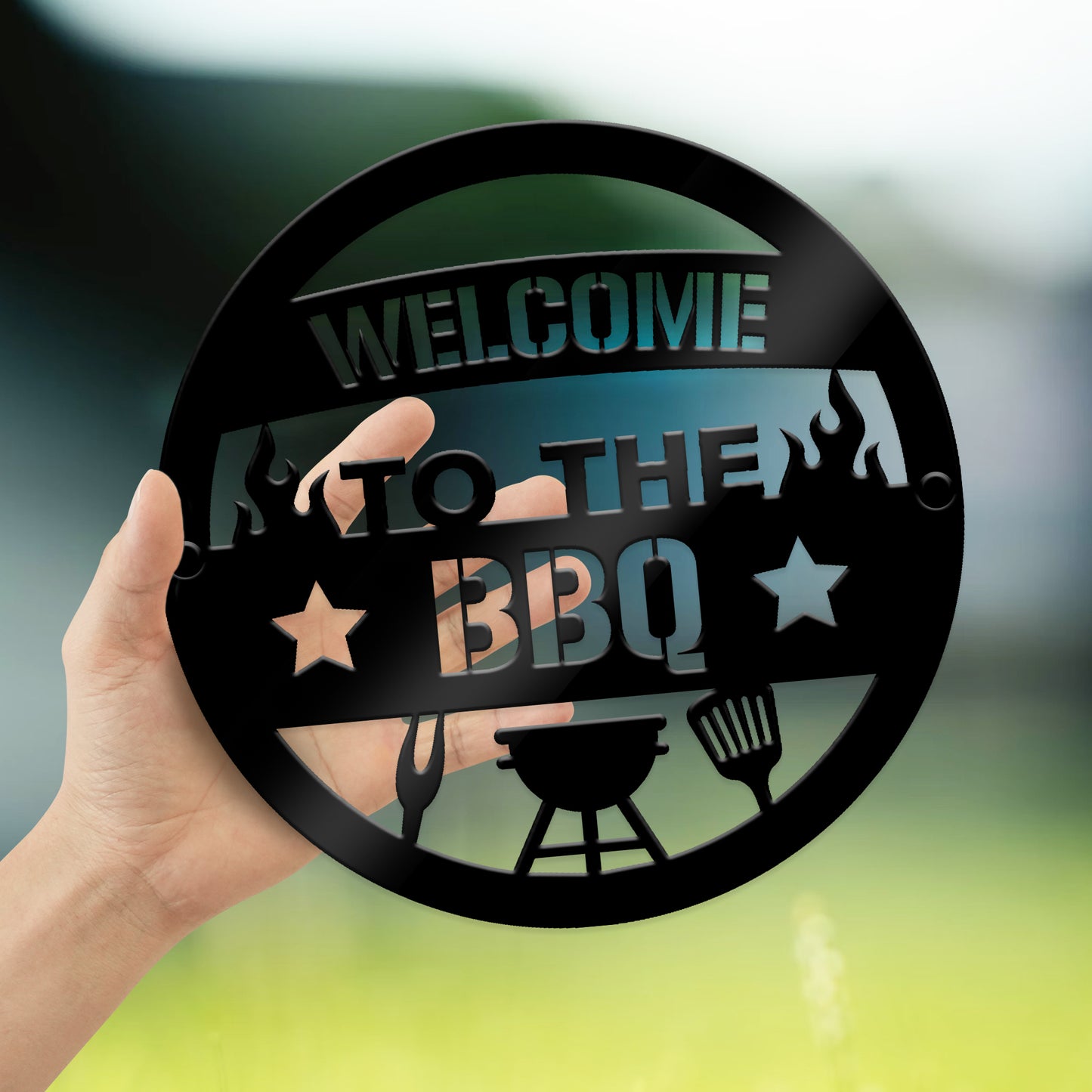 BBQ Sign For Garden Welcome To The BBQ Plaque Hanging Wall Decor