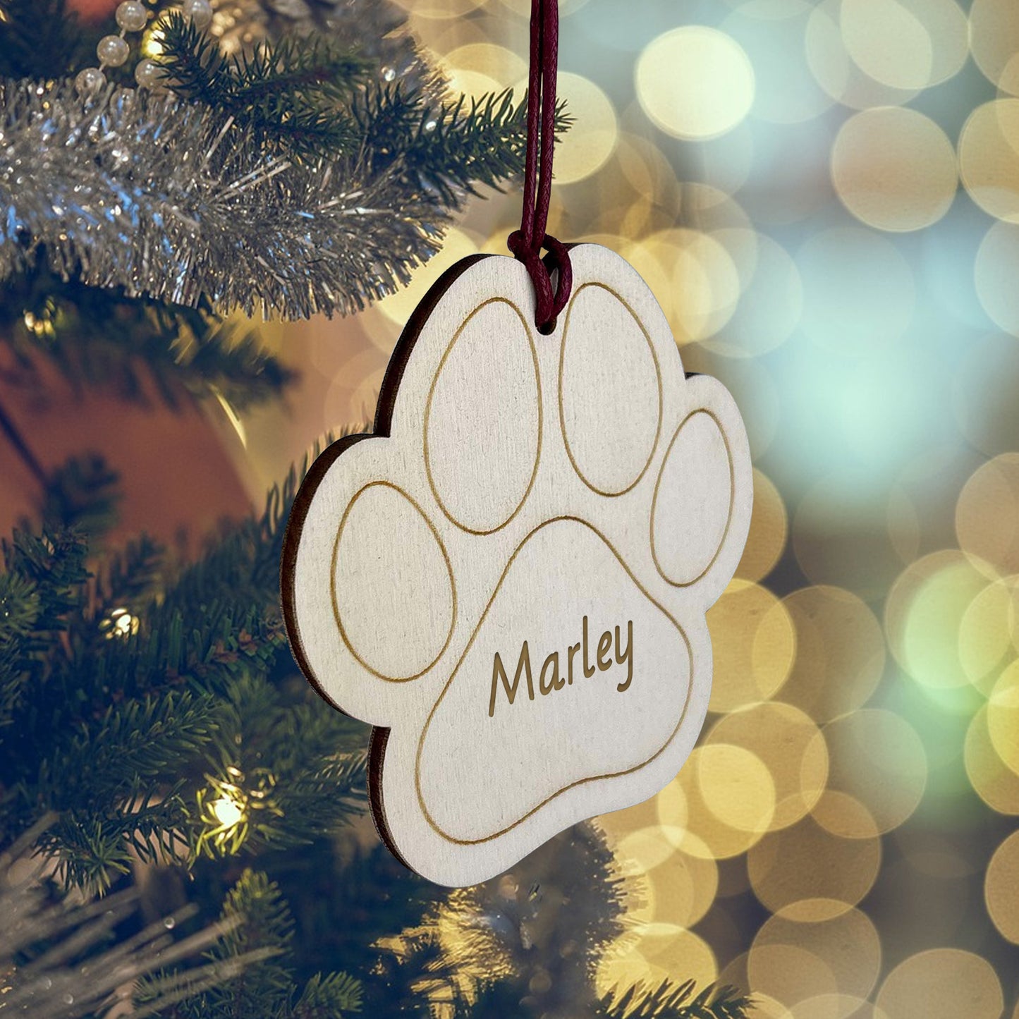 Personalised Paw Print Bauble Engraved Decorations Customised